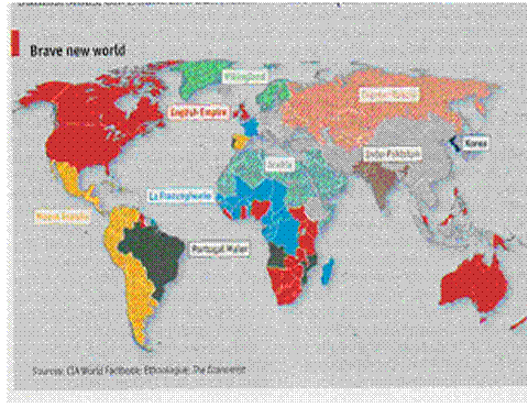 Map of world distribution of language groups